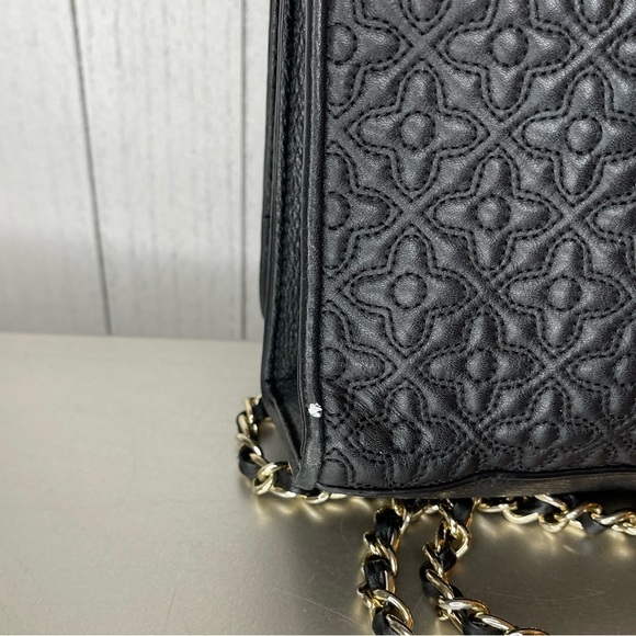 Tory Burch Bryant Medium Black Leather Womens Chain Shoulder Bag Floral Print - Picture 9 of 12